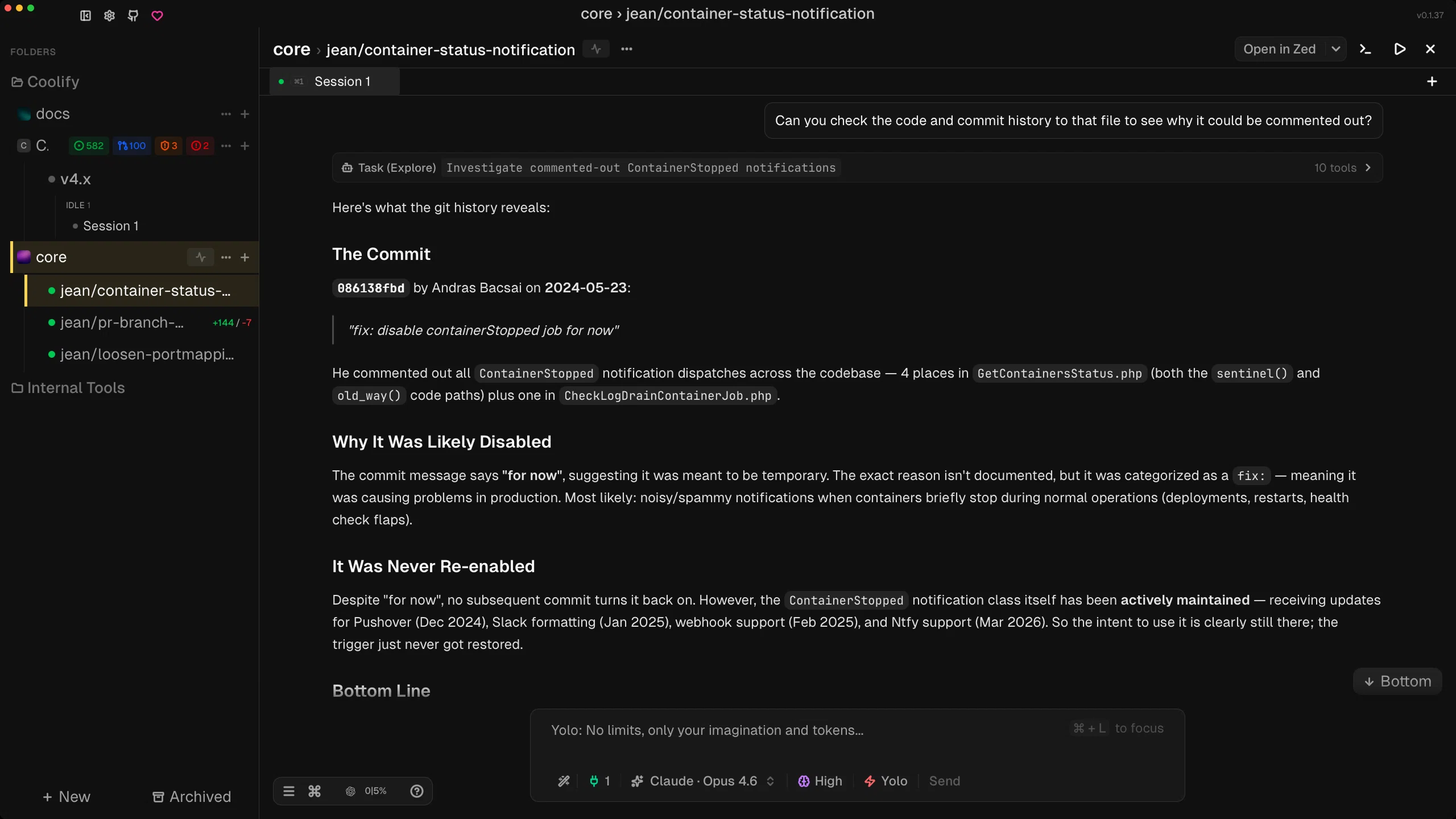 Jean conversation view in dark mode